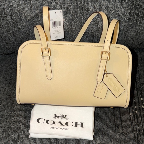Coach Handbags - Coach Swing Zip Bag Full Size in Brass/Moonlight Glovetanned Leather NWT